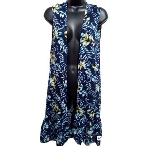 Boutique Kimono M/L Floral Long Sleeveless Ruffle Tiered Lightweight Cover-up
